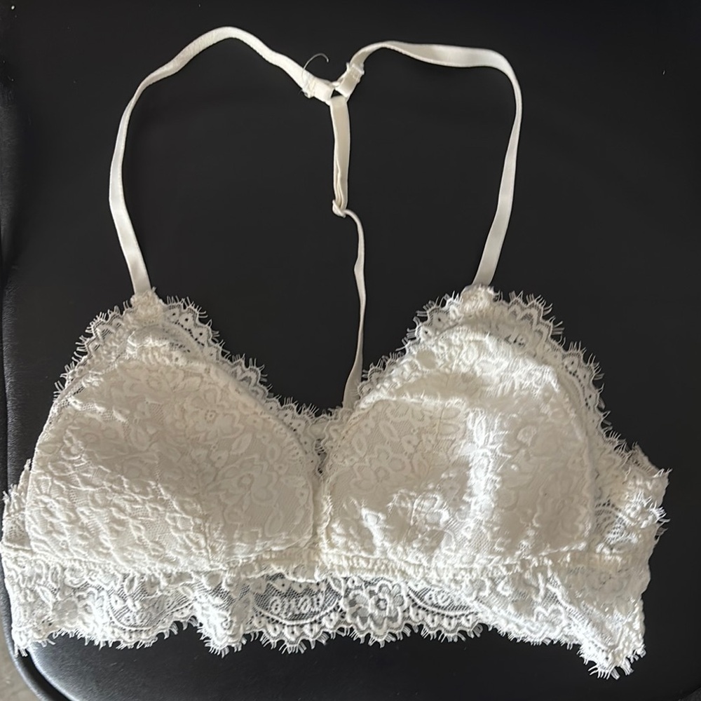 Aerie Cream Lace Triangle Bra